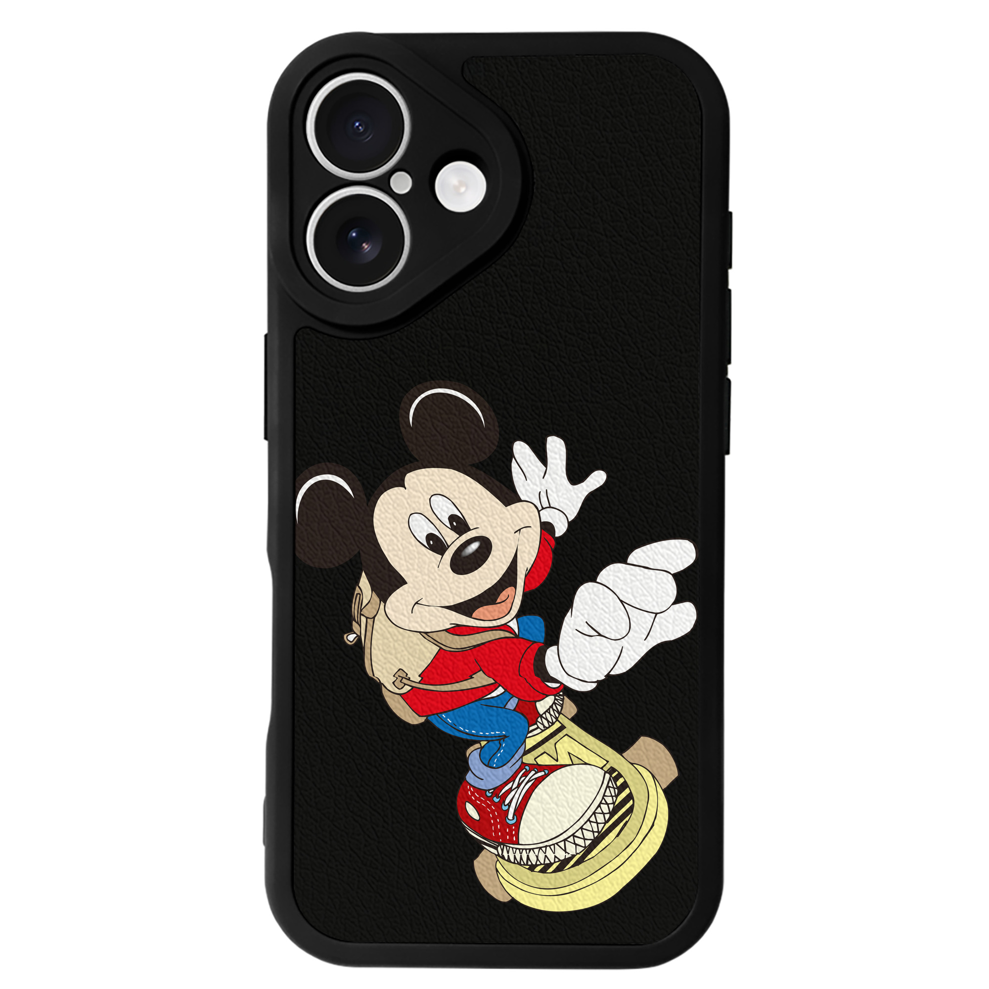（画像用） ミッキーマウス Mickey Mouse 【iPhone 16シリーズ対応】シリコンスマホケース（レザー調） 材質：シリコン